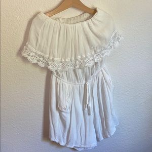 strapless white lace ruffle romper